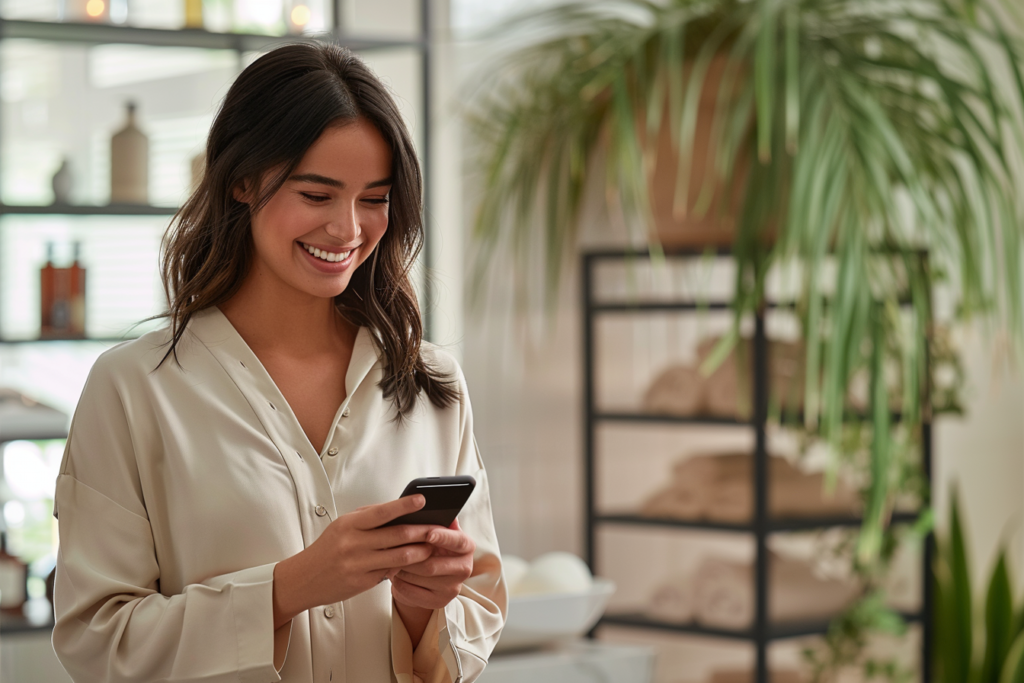 A women using a Virtual Shopping Assistant