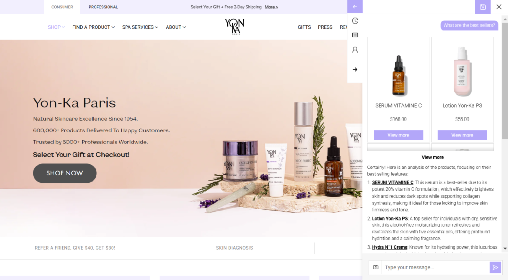 Yonka Paris Skincare AI Assistant Powered by NewEcom.AI
100% Conversational Shopping Assistant driving higher conversion and average order value